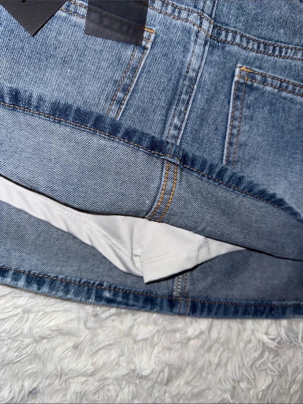 Light Blue Brit the Label Denim Mini Skirt with Stud Trim S